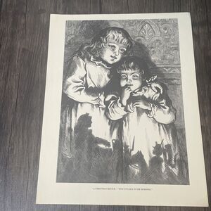 Christmas Sketch Thomas Nast Woodblock Engraved Print 1878 Harper's Weekly Rare